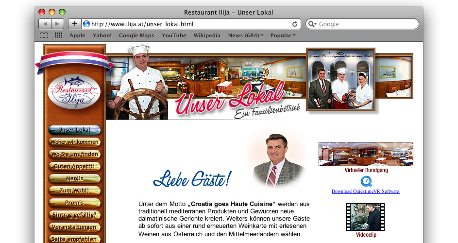 Restaurant Ilija web frontend design